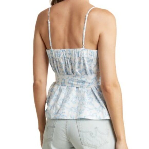 FRNCH Romantic White & Blue Floral Cotton Wrap Top NWT Small - Picture 3 of 4